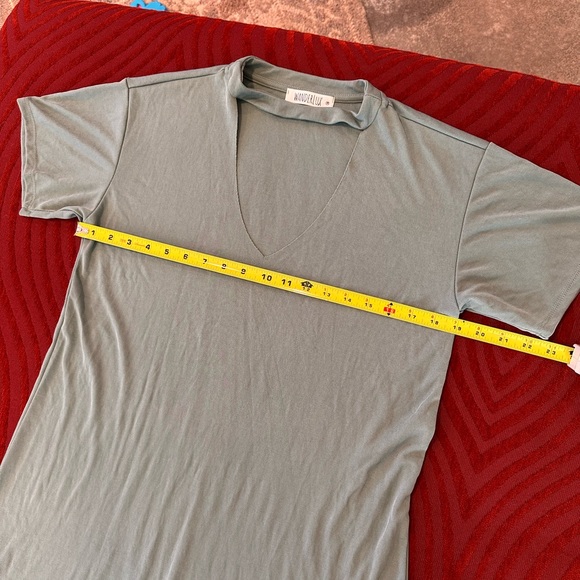 Sage Green Lightweight Ribbed Dress , WANDERLUX Medium - Picture 2 of 5